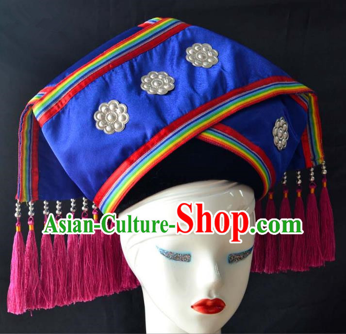 Guangxi Women Adult Minority Performance Hat Zhuang Nationality Folk Song Advanced Embroidery Handmade Headwear