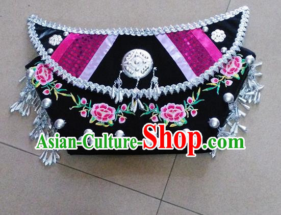 Handmade Zhuang Black With Silver Lace Hat