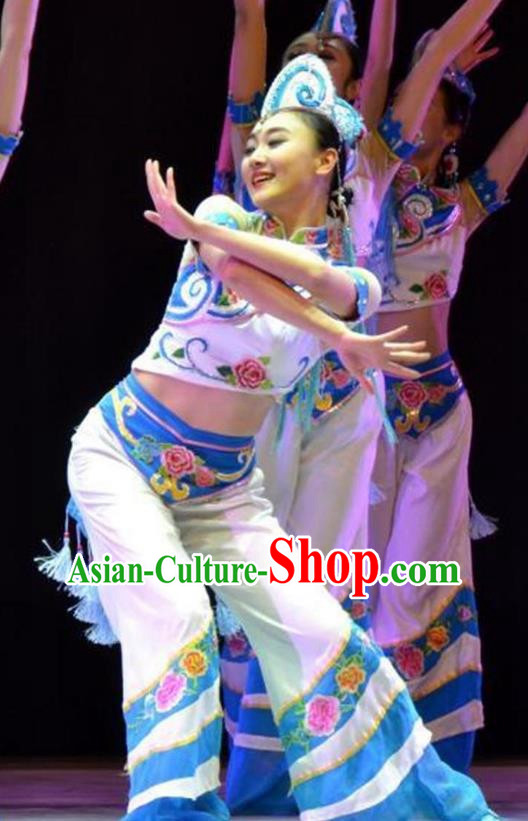 Yi Nationality Dance Costume Stepping On Clouds Costume Jumping Cigarette Case Taoli Cup Miao Nationality Dance Costume Ethnic Dance Performance Costume