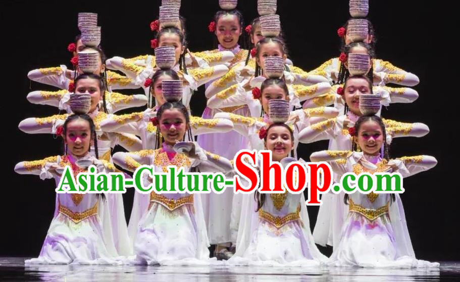 Top Bowl Dance Children Performance Costume Xinjiang Uyghur Ethnic Dance Performance Costume Female
