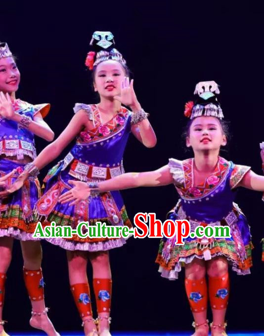 Dance Performance Costumes Children Miao And Dong Minority Dance Performance Costumes