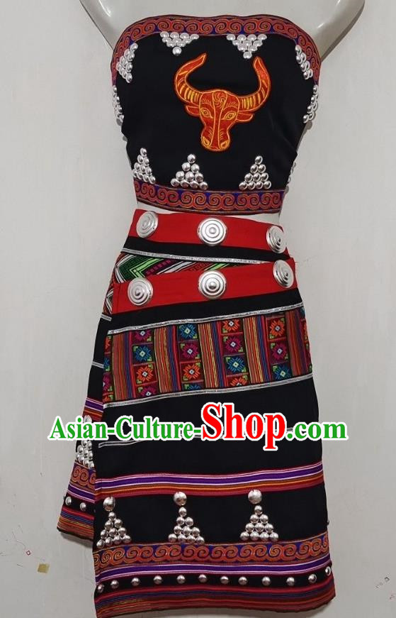 China Ethnic Wa Minority Costume 2 Piece National Festival Activity Costume National Dance Performance Costume