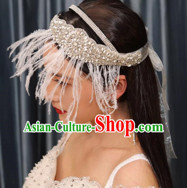 Vintage Luxury Dinner Party Feather Tassel Rhinestone Tiara Wedding Accessories Hair Accessories