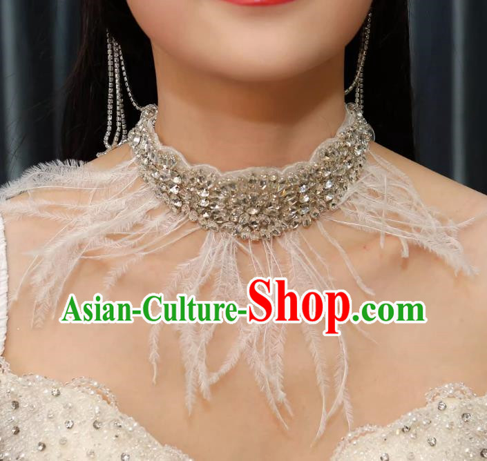 Vintage Luxury Dinner Party Feather Tassel Rhinestone Tiara Wedding Accessories Hair Accessories