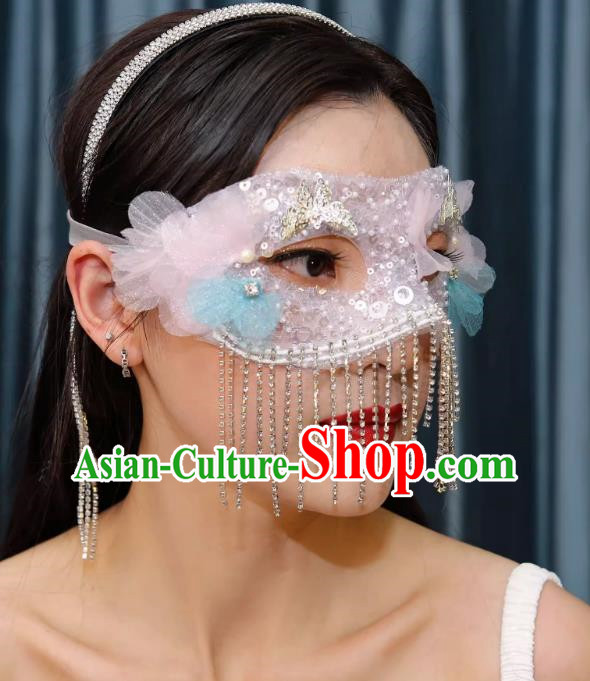 Tassel Mask Masquerade Half Cover Face Mask Antique Lace Eye Mask Party Gathering