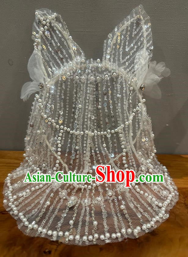Super Flash Diamond Mesh Rhinestone Sequins Fake Mask Luxury Wedding Dress Heavy Ear Veil Mask Party Halloween