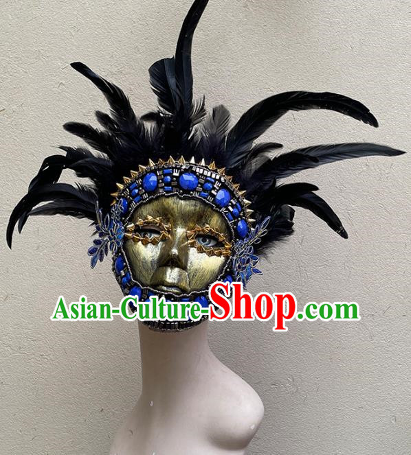 Indian Tribal Ethnic Feather Men's Mask Performance Art Catwalk Party Halloween