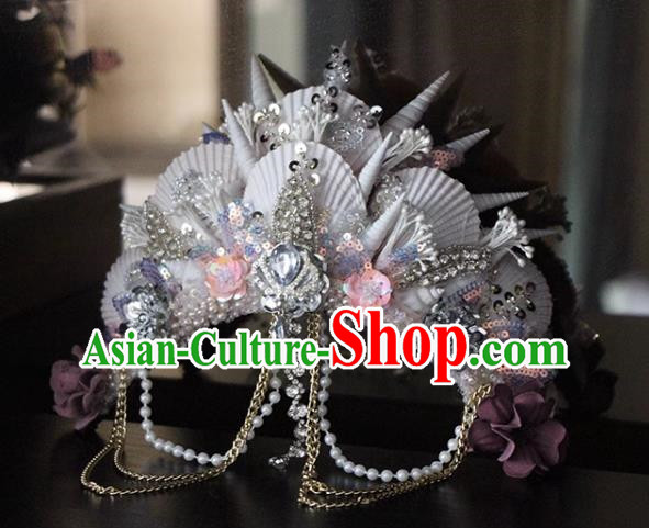 Natural Shell Mermaid Crown Series Fantasy Mermaid Crown Headdress White Shell Crown
