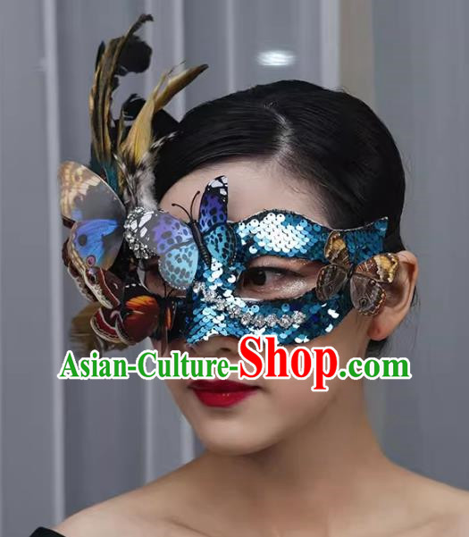 Exaggerated Venetian Green Flower Mask Feather Masked Singer Halloween Carnival Masquerade Party