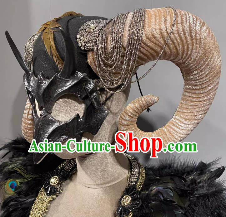 Horn Cosplay Headgear Show Halloween Carnival Dark Demon Horn Mask Party