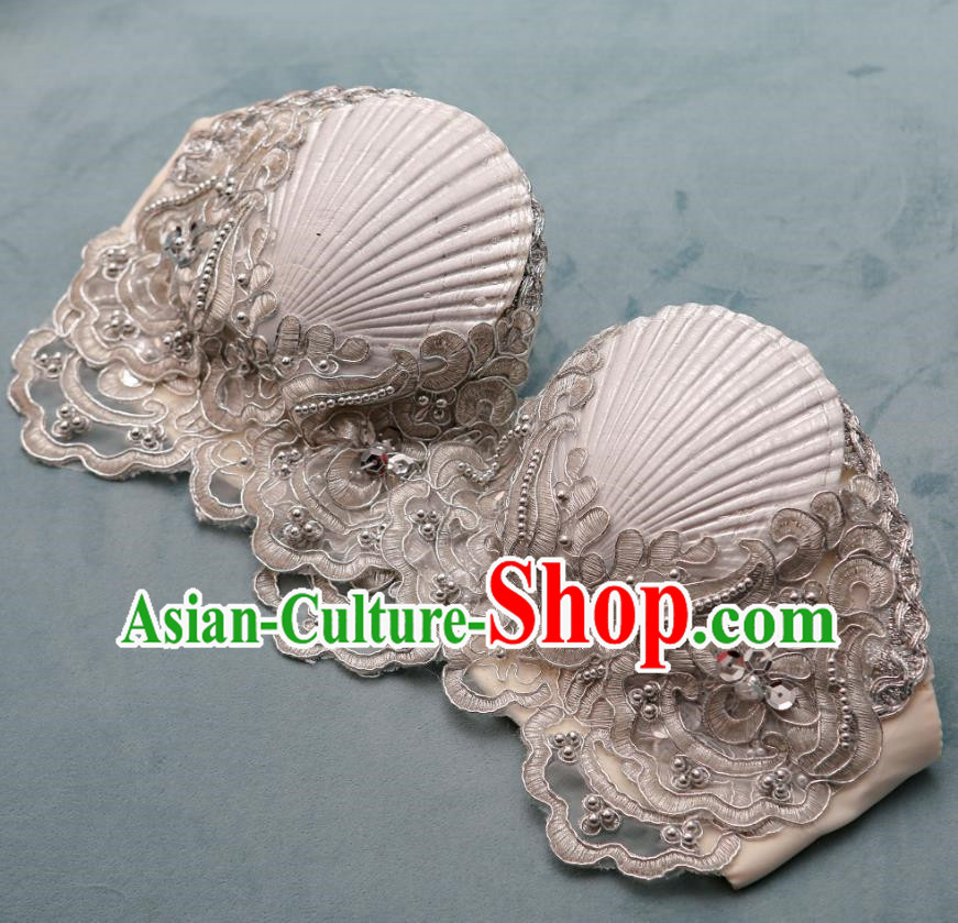 Ocean Wind Mermaid Princess Scallop Bra Natural Shell Bra Pearl Shark Costume