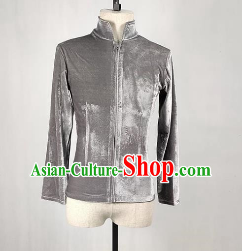 Men Ballet Adult Ballet Dance Training Suit Long Sleeved Golden Velvet