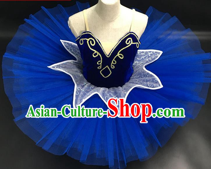 Adult Children High End Ballet Skirt Aerobics Gymnastics Ballet Performance Costume Royal Blue Dance Costume
