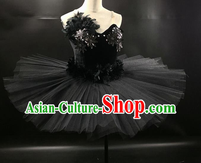 Black Swan Dance Clothing Women Gymnastics Bodybuilding Dance Performance Clothing Tutu Gauze Skirt