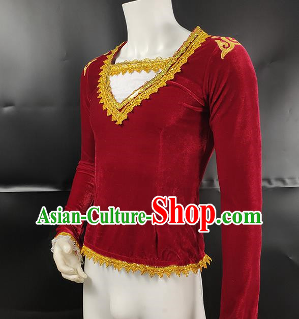 Dark Green Men Ballet Dance Clothing Aerobics Gymnastics Adult Performance Clothing
