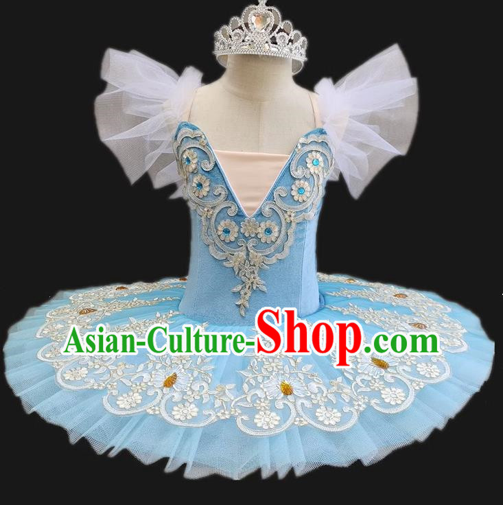 Korean Velvet Fabric Children Professional Ballet Skirt Female Performance Clothing Swan Lake Tutu Skirt Stage Performance Clothing