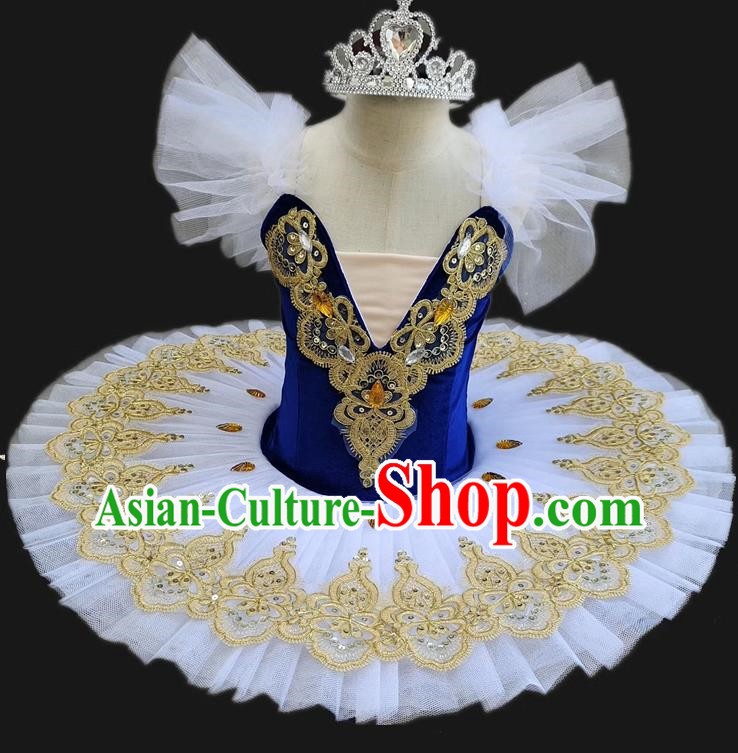 Korean Velvet Fabric Children Professional Ballet Skirt Female Performance Clothing Swan Lake Tutu Skirt Stage Performance Clothing