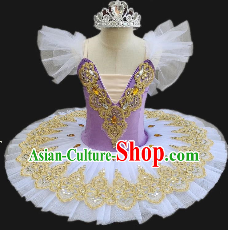 Korean Velvet Fabric Children Professional Ballet Skirt Female Performance Clothing Swan Lake Tutu Skirt Stage Performance Clothing