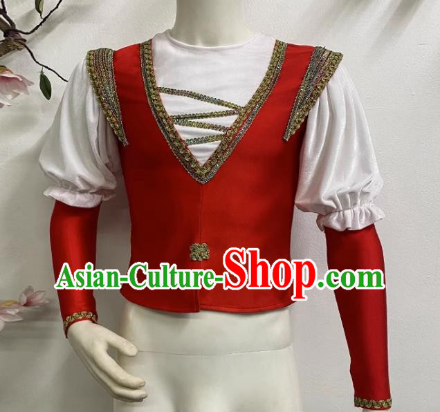 Men Prince Ballet Performance Costume Fake Two Piece Single Top Costume