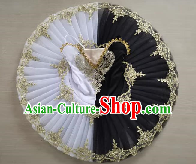Children Little Swan Dance Sling Ballet Skirt Swan Lake Tutu Skirt Black And White Professional Ballet TUTU Skirt