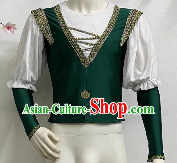 Men Prince Ballet Performance Costume Fake Two Piece Single Top Costume
