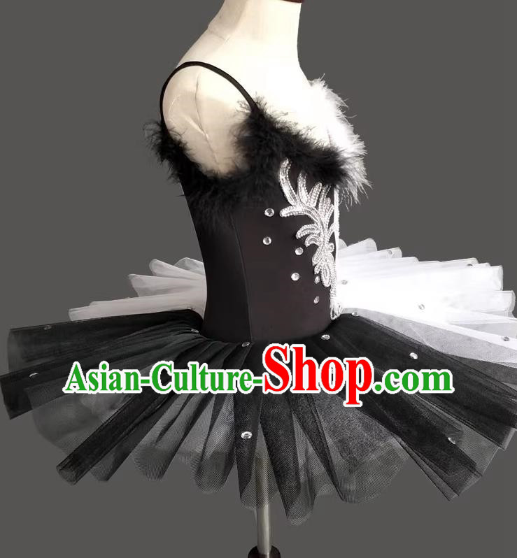 Children Little Swan Dance Sling Ballet Skirt Swan Lake Tutu Skirt Black And White Professional Ballet TUTU Skirt