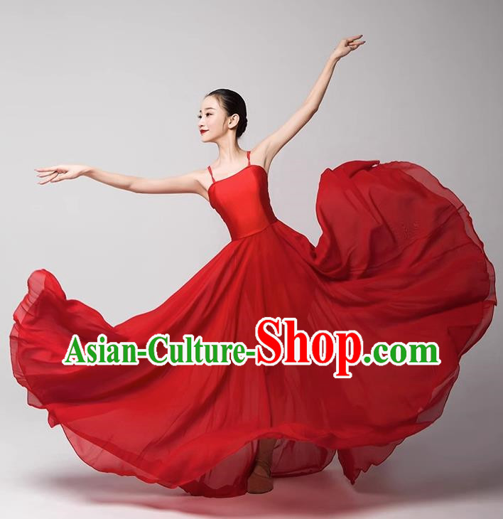 Modern Dance Clothing Suspenders Streamers Large Skirt Performance Clothing Photo Shoot Adult Children Teacher Practice Performance Clothing