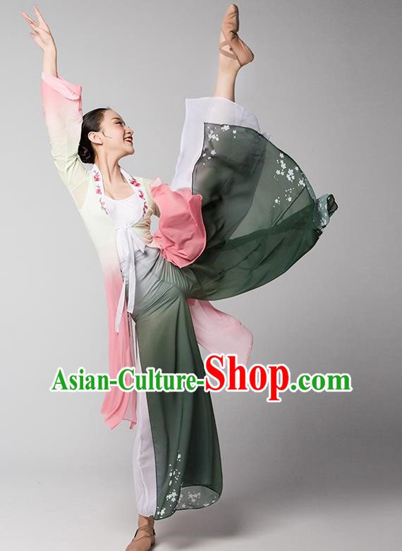 Classical Dance Chinese Dance Long Sleeved Trumpet Sleeve Dance Gauze Body Yoga Body Rhyme Practice Clothing Female