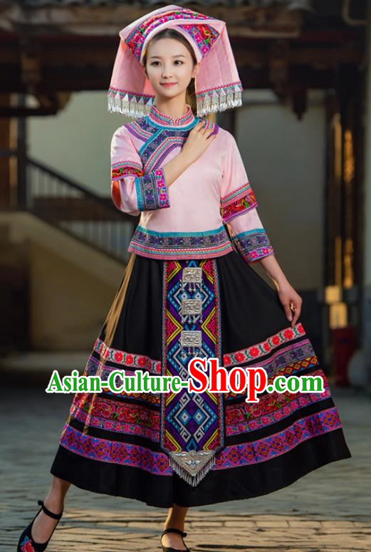 March Three Zhuang Traditional Costume Adult Guangxi Minority Costume Female Festival Performance Dance Costume