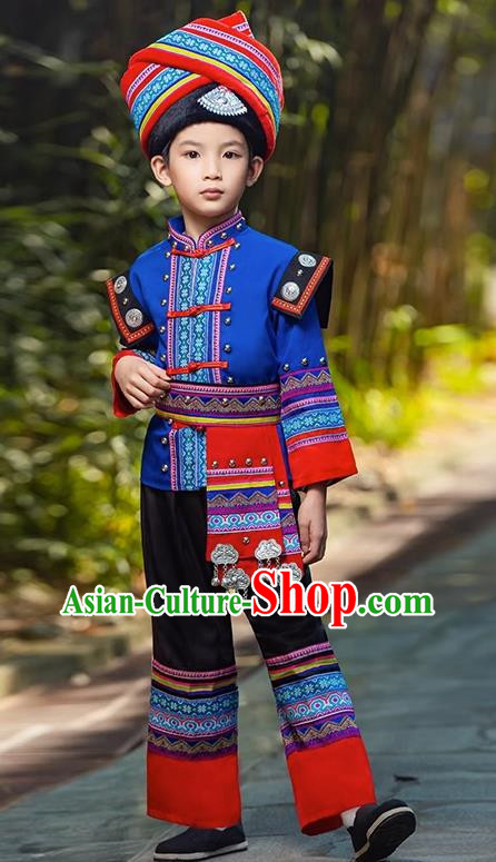 March Three Zhuang Costumes Children Ethnic Minority Costumes Girls Guangxi Children Performance Costumes