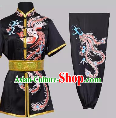 Martial Arts Nanquan Changquan Practice Children Competition Performance Colorful Clothes Embroidered Red Phoenix Black Men And Women Adults