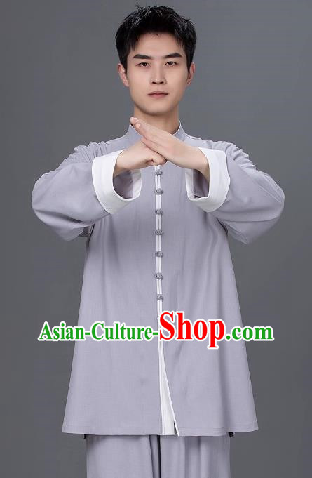 Tai Chi Clothing Cotton Linen Practice Clothing Long Sleeved Performance Clothing Tang Suit Chinese Men