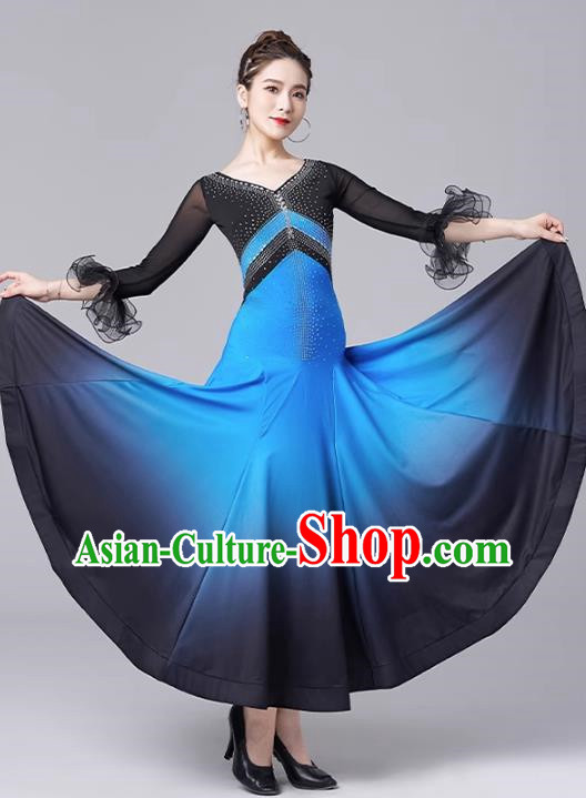 Modern Dance Skirt National Standard Dance Waltz Ballroom Dance Advanced Gradient Large Swing Skirt Practice Performance Clothing