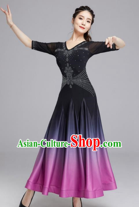 Modern Dance Skirt Female National Standard Dance Waltz Ballroom Dance Latin Dance Gradient Big Swing Dress Practice Performance