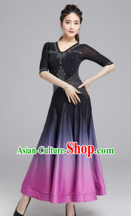 Modern Dance Skirt Female National Standard Dance Waltz Ballroom Dance Latin Dance Gradient Big Swing Dress Practice Performance