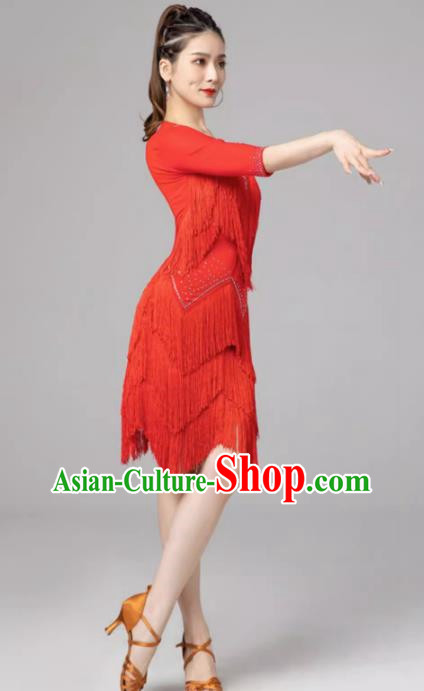 Latin Dance Skirt Performances Serve Female Adult Rumba Chacha Competition Dancing Sexy Fringed Skirt