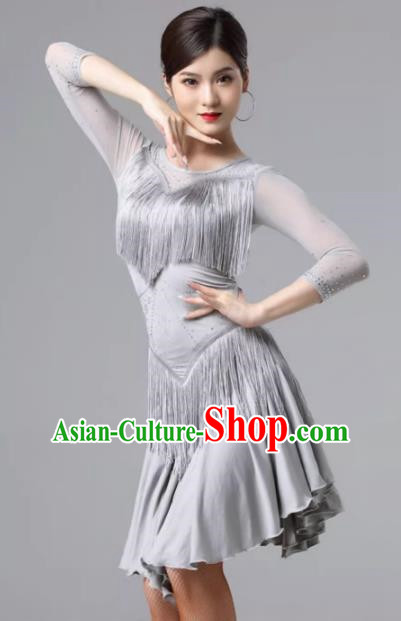 Latin Dance Skirt Performance Clothing Female Adult Modern Jazz Rumba Tassel Professional Competition Clothing Group Training Clothing
