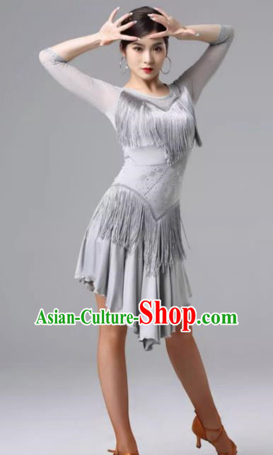 Latin Dance Skirt Performance Clothing Female Adult Modern Jazz Rumba Tassel Professional Competition Clothing Group Training Clothing
