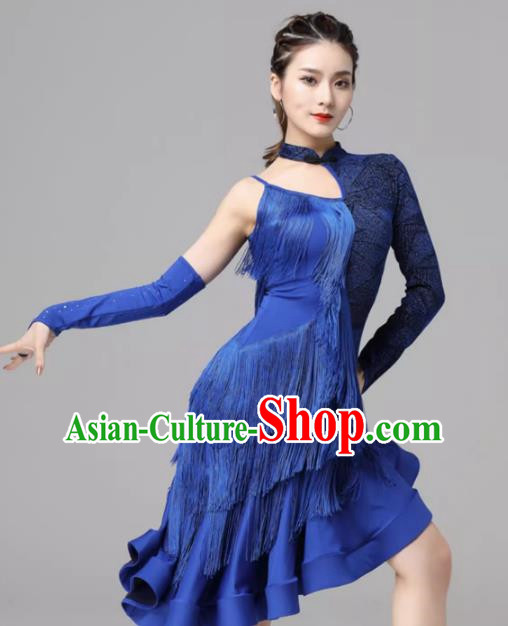 Latin Dance Skirt Performance Out Service Female Adult Group Professional Competition Dance Sexy Fringed Dress