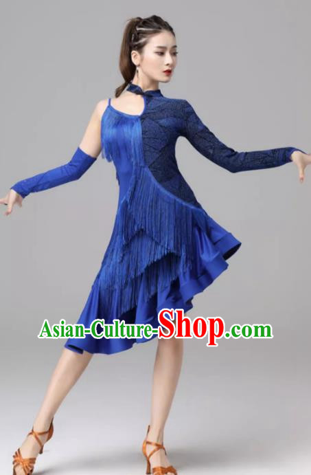 Latin Dance Skirt Performance Out Service Female Adult Group Professional Competition Dance Sexy Fringed Dress