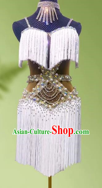 Latin Dance Clothing Advanced Competition Clothing With Diamond Flower Clothing Tassel Performance Clothing Professional Art Examination Clothing