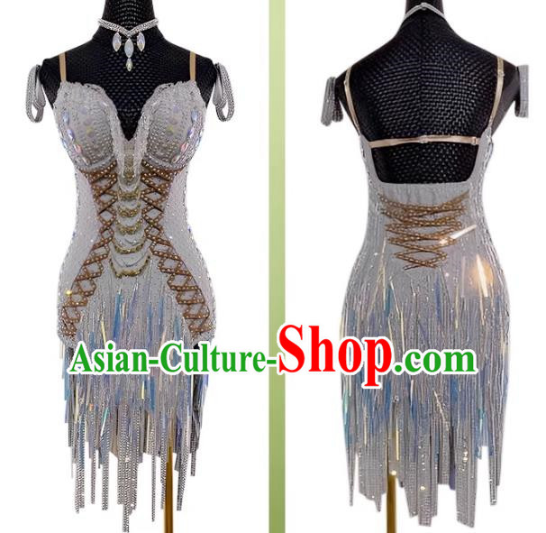 Latin Dance Competition Floral Costume Professional Art Examination Dance Costume Senior National Standard Children Performance