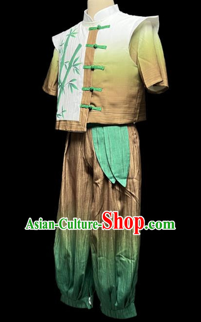 Male Folk Dance Yangko Children Little Green Bamboo Festival High Dance Harvest Festival Buckle Cotton And Hemp Farmers