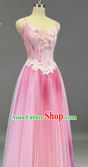 Opening Dance Big Swing Skirt Performance Costume Singing And Dancing Pink Gradient Gauze Skirt Modern Dance Long Skirt Female