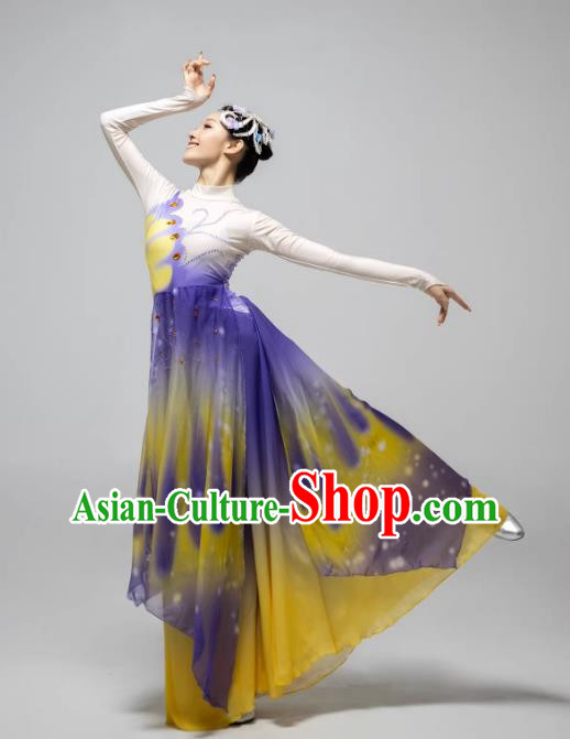 Classical Dance Dream Butterfly Flying Gradient Fan Dance Performance Costume