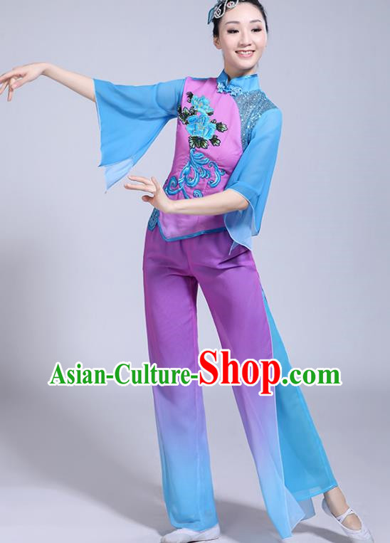 Classical Dance Performance Costume Female Elegant Fan Umbrella Dance New National Dance Costume Performance Square Dance Yangko Costume