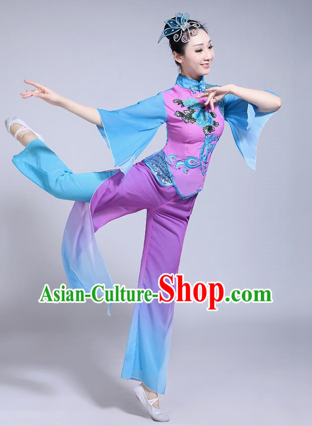 Classical Dance Performance Costume Female Elegant Fan Umbrella Dance New National Dance Costume Performance Square Dance Yangko Costume