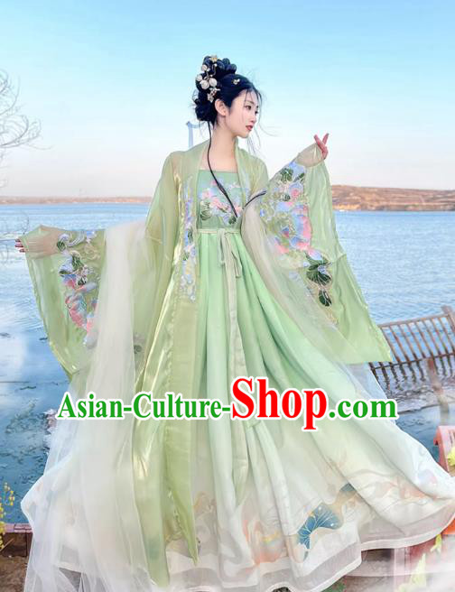 China Tang Dynasty Noble Lady Clothing Traditional Woman Costumes Fairy Hanfu Ancient Princess Green Dresses