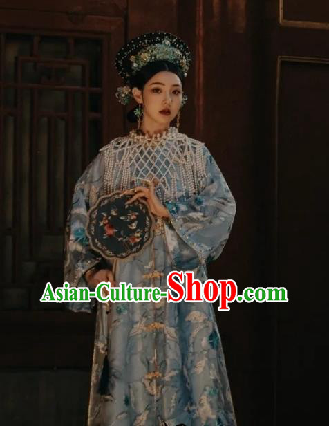 China Qing Dynasty Imperial Consort Clothing TV Series Story of Yanxi Palace Blue Dress Ancient Empress Costumes