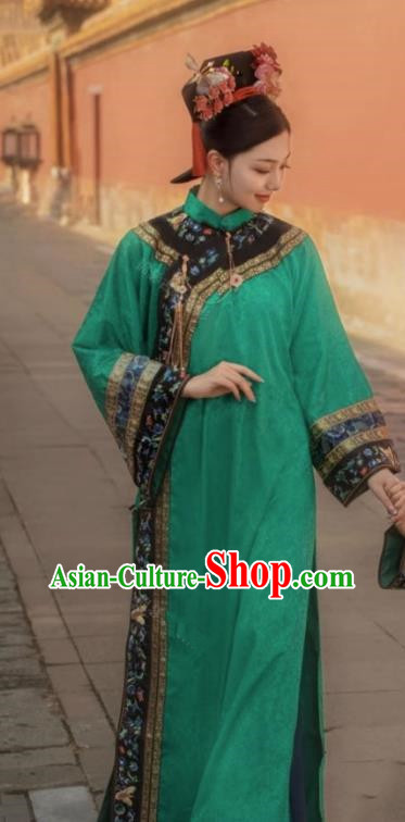 China TV Series Ruyi Royal Love in the Palace Manchu Woman Green Dress Ancient Empress Costumes Qing Dynasty Princess Clothing
